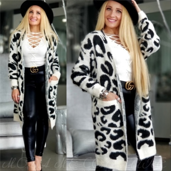 MODA ME COUTURE Sweaters - BRAXTEN Leopard Cardigan Long Sleeve Animal Print